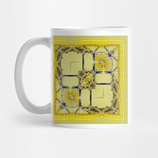 square format design in shades of yellow black and grey Mug